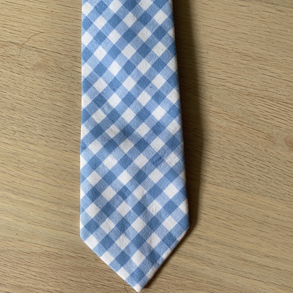 Gingham Soft Blue kids tie from Urban Sunday - Picture 6 of 7